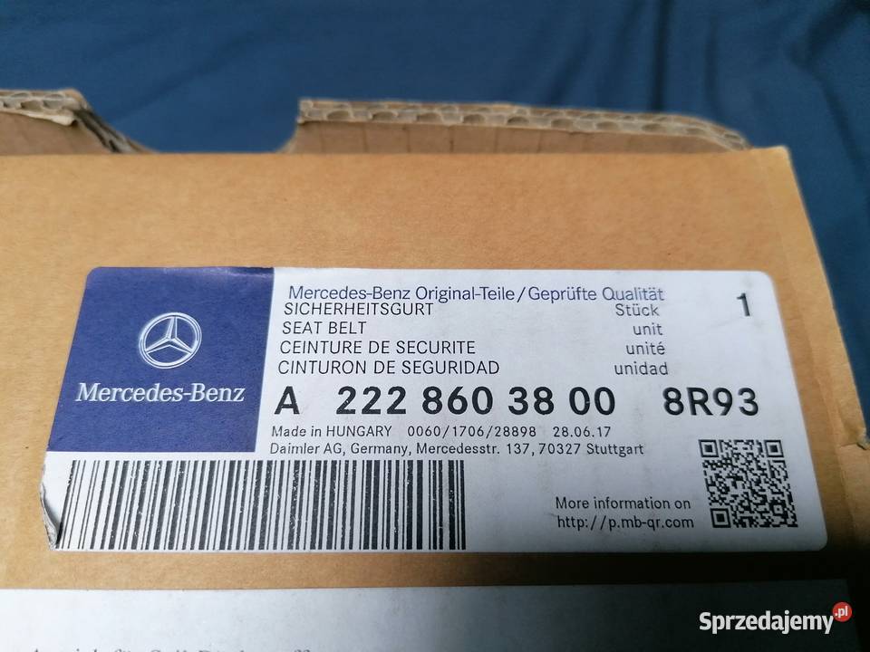 MERCEDES S KLASA W222 PAS PASAŻERA PRAWY Września
