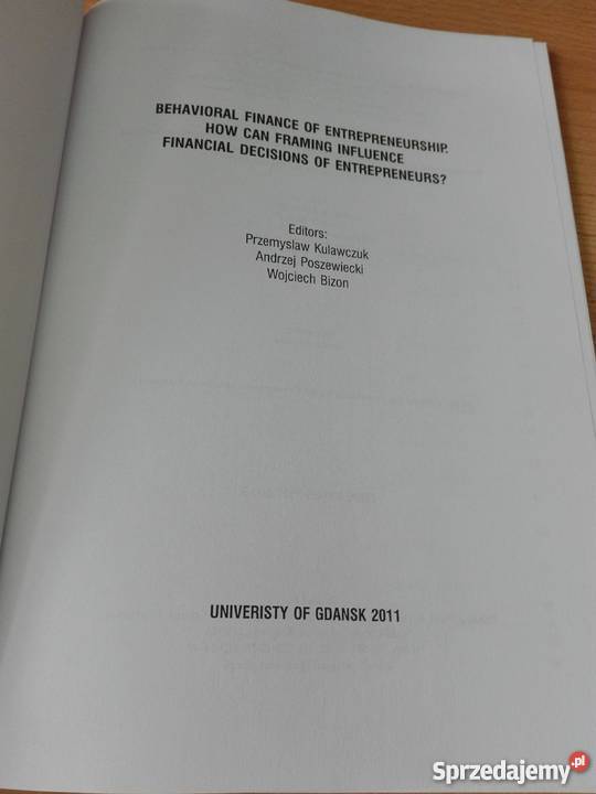 Behavioral finance of entrepreneurship Kulawczuk pomorskie sprzedam