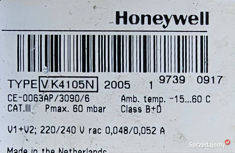 Zawór gazowy Honeywell VK4105N wielkopolskie Nowy Tomyśl