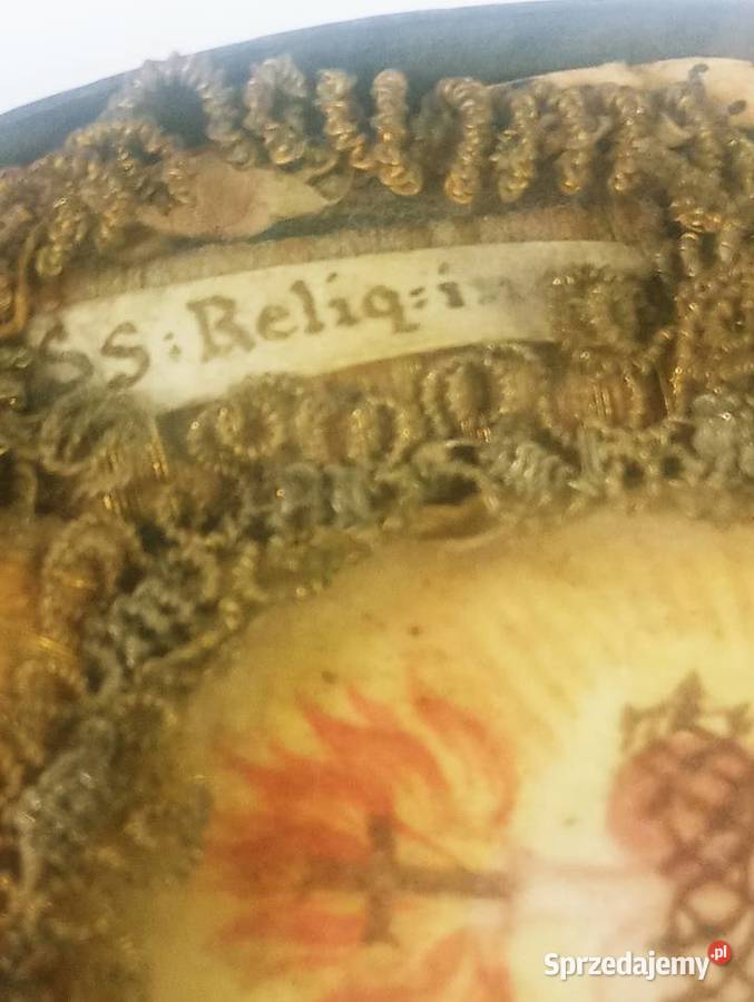 Relikwiarz Brąz Materiał Barok Serce Jezusa