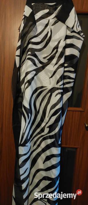 Szal apaszka duża cienka czarnobiała zebra Wrocław