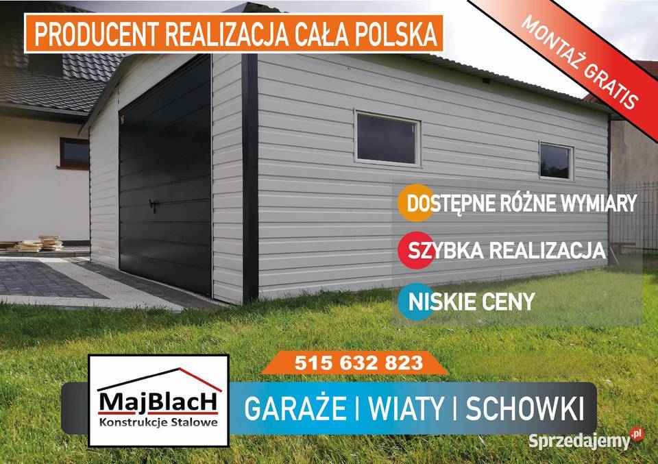 Duży Garaż Blaszany ZŁOTY DĄBDREWNOPODOBNY Międzyrzecz