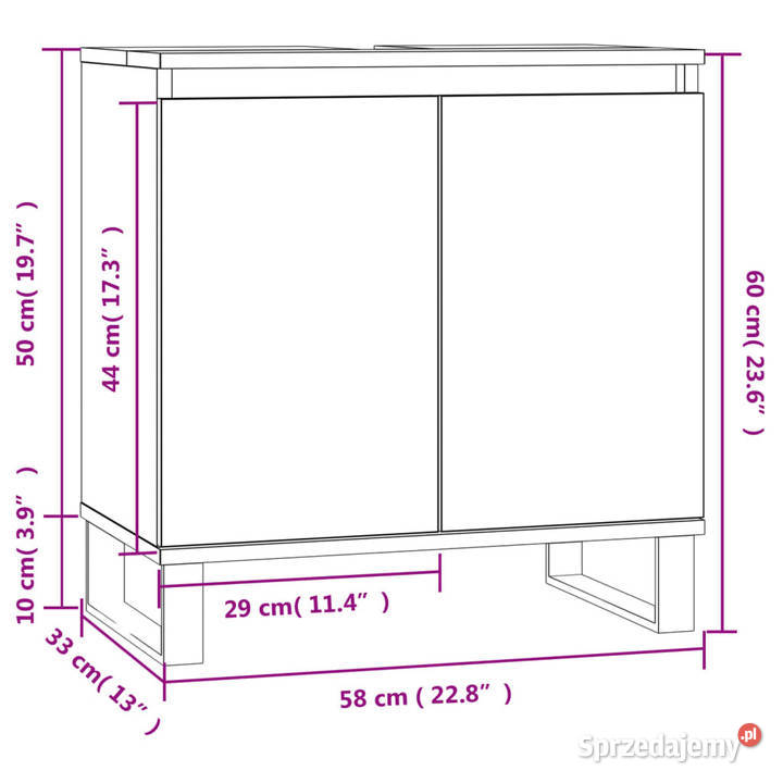 Szafka łazienkowa biała 58x33x60 materiał