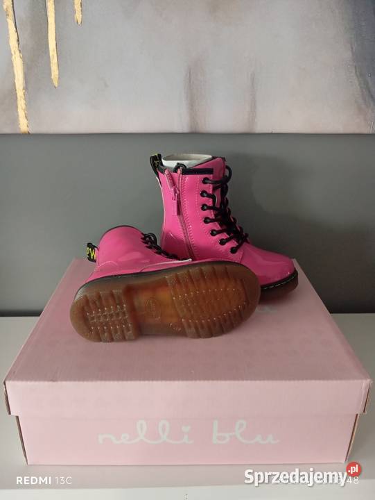 Różowe lakierowane trzewiki glany Nelli Blu Jelenia Góra