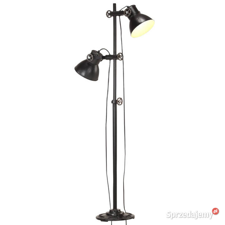 Lampa podłogowa z 2 kloszami czarna E27 żeliwo mazowieckie Warszawa