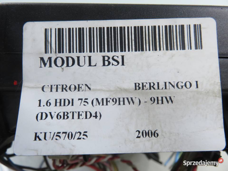 BSI CITROEN BERLINGO I 16 HDI 75 9HW S118085220E osobowe