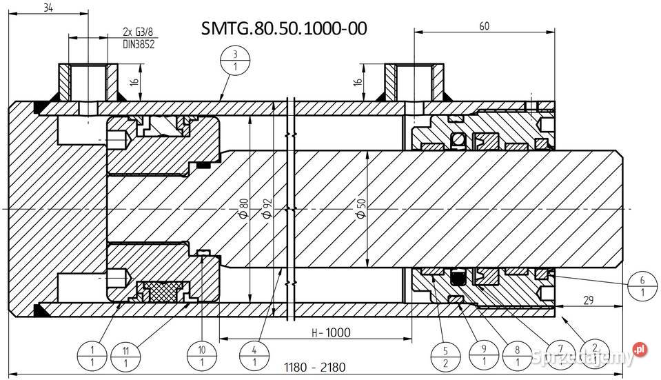Siłownik Cylinder HYDRAULICZNY SMTG 80x50 SKOK Solec Kujawski