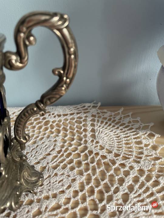 Srebro cukiernica z wkladem kobaltowym Massat Jelenia Góra sprzedam