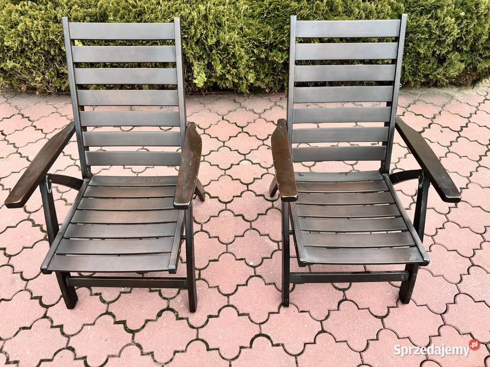 Leżak drewniany ogrodowy na taras brązowy Krzesła ogrodowe