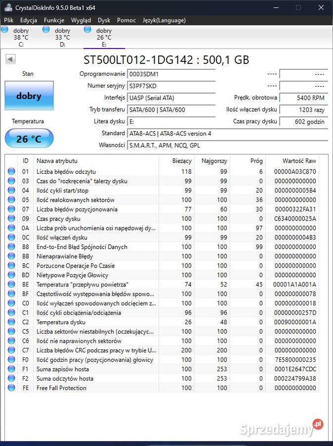 Dysk twardy 25 500 GB Seagate Laptop Thin HDD Pojemność 500 lubelskie Biała Podlaska