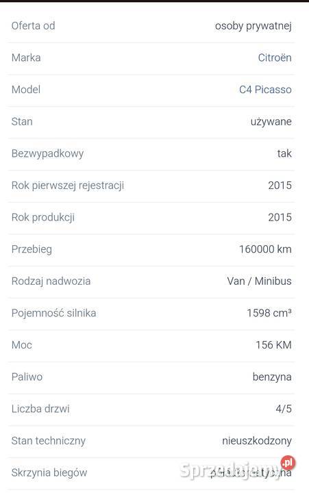 Citroen C4 Picasso II 16 THP Exclusive benzyna mazowieckie sprzedam
