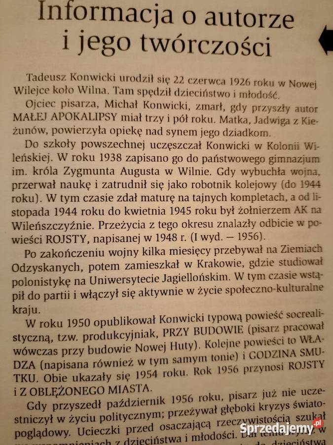 Mała Apokalipsa Konwicki analizy lektury szkolne miękka Warszawa
