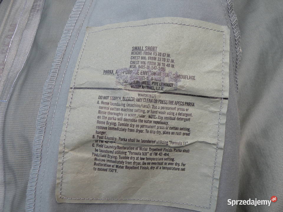 Parka goretex ABU tiger stripes small short USAF Wrocław