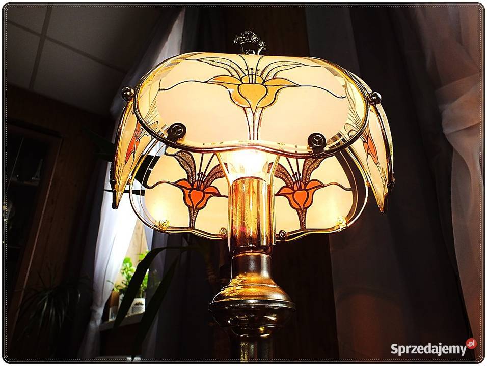 Lampka nocna witraże z lat 7080 XX wieku Retro