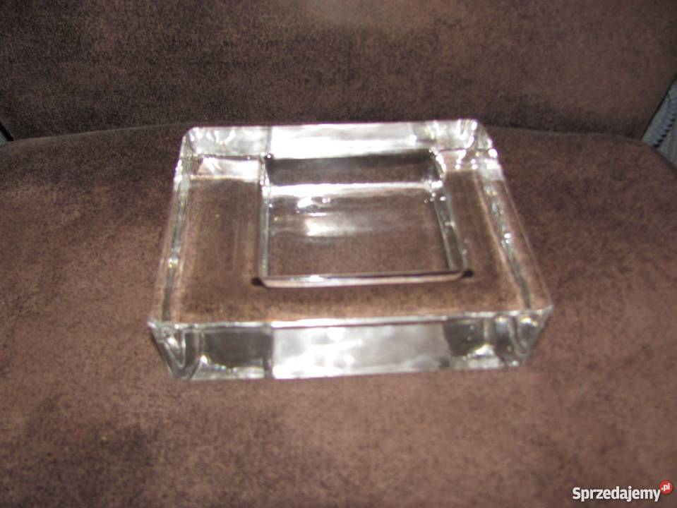 Popielnica szklana duża ciężka przezroczysta Zamość