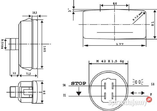 Lampa tylna zespolona lewa prostokątna Kamionna