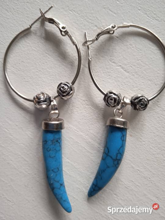 TURKUSOWE OKAZAŁE KOLCZYKI Piła