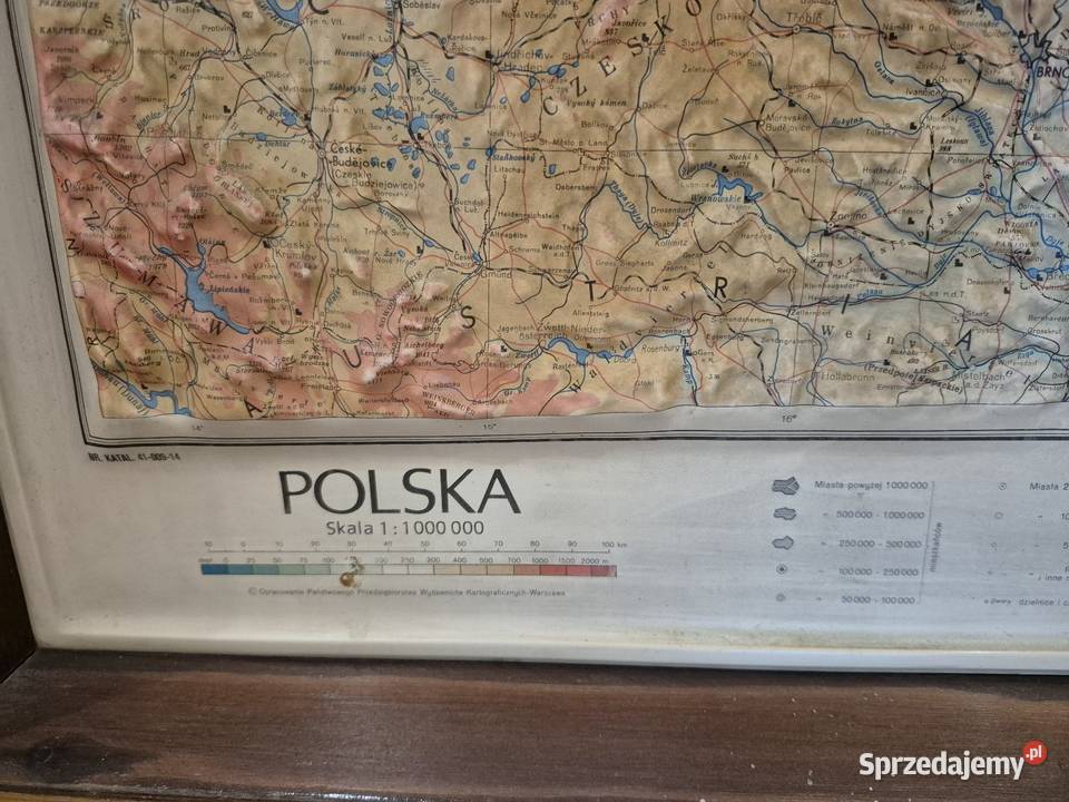 Mapa wypukła Polski z 1986 roku Mapy i przewodniki Piekary Śląskie