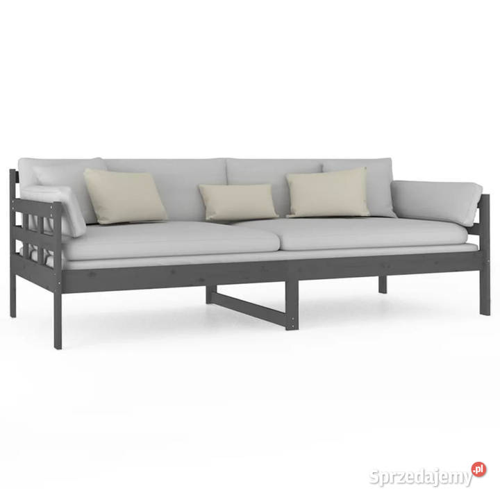 Łóżko dzienne szare lite drewno sosnowe 90x200