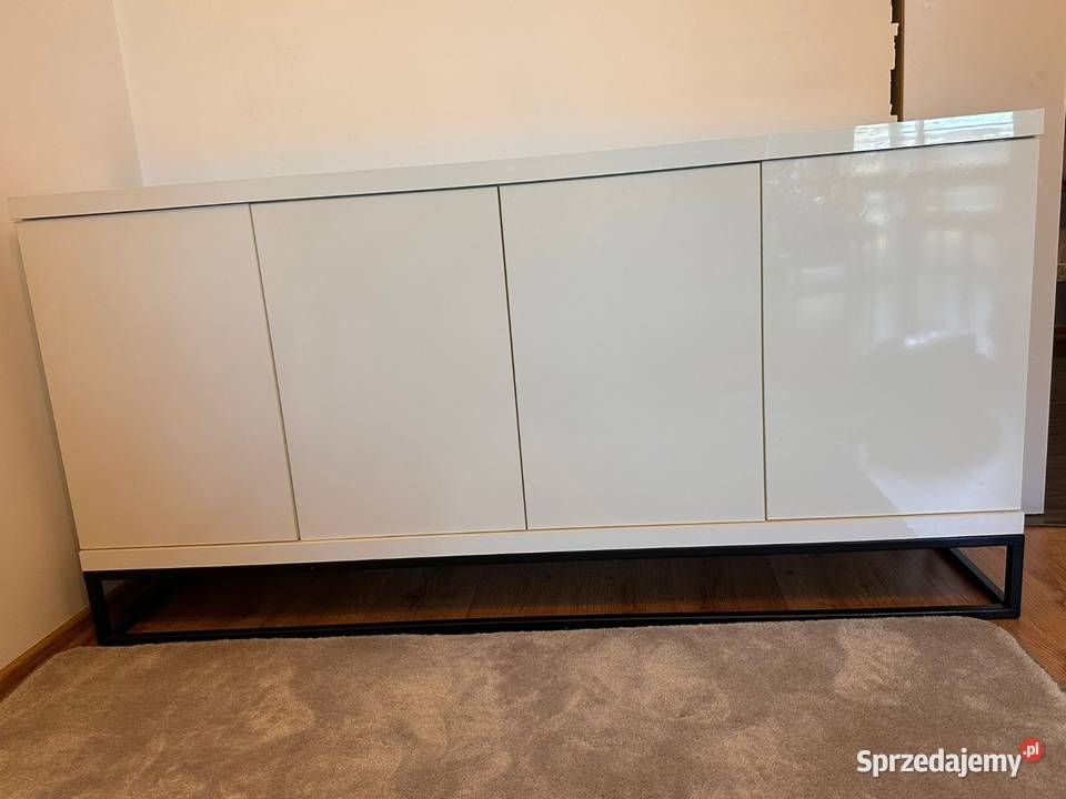 Komoda biały połysk 140x80x40 solidna na stelażu Łąck