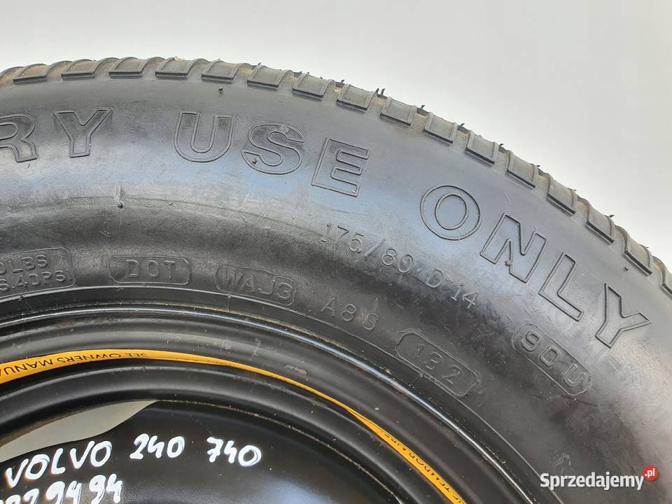 Volvo 240 940 740 KOŁO ZAPASOWE Zapas 17580 R14 Średnica 14" Rudka