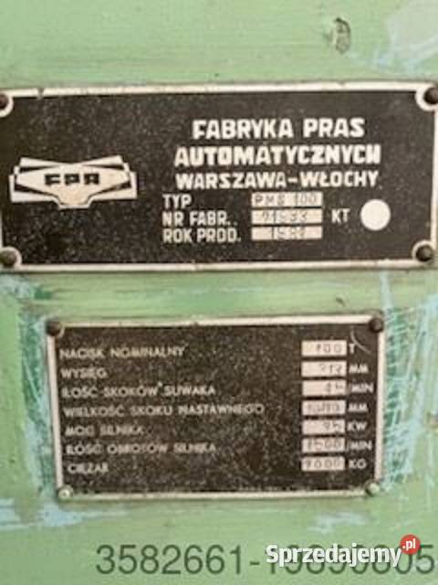 Prasa mimośrodowa Fabryka Pras Automatycznych Produkcja Radomsko