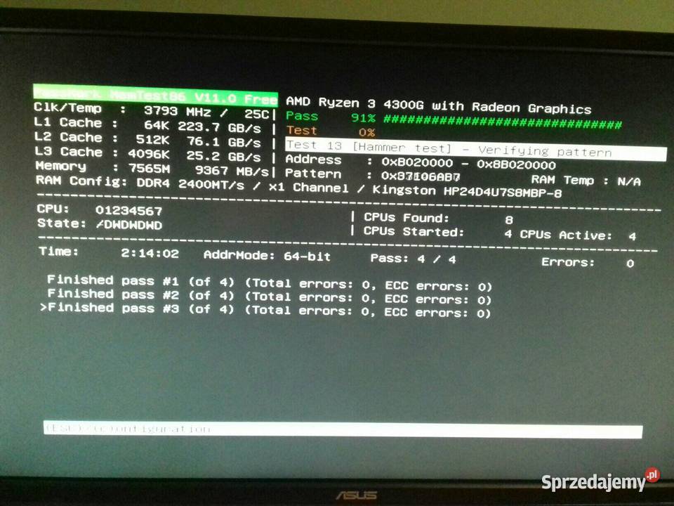 Kingston HP DDR4 8GB 2400MHz PC419200 używana Bydgoszcz sprzedam