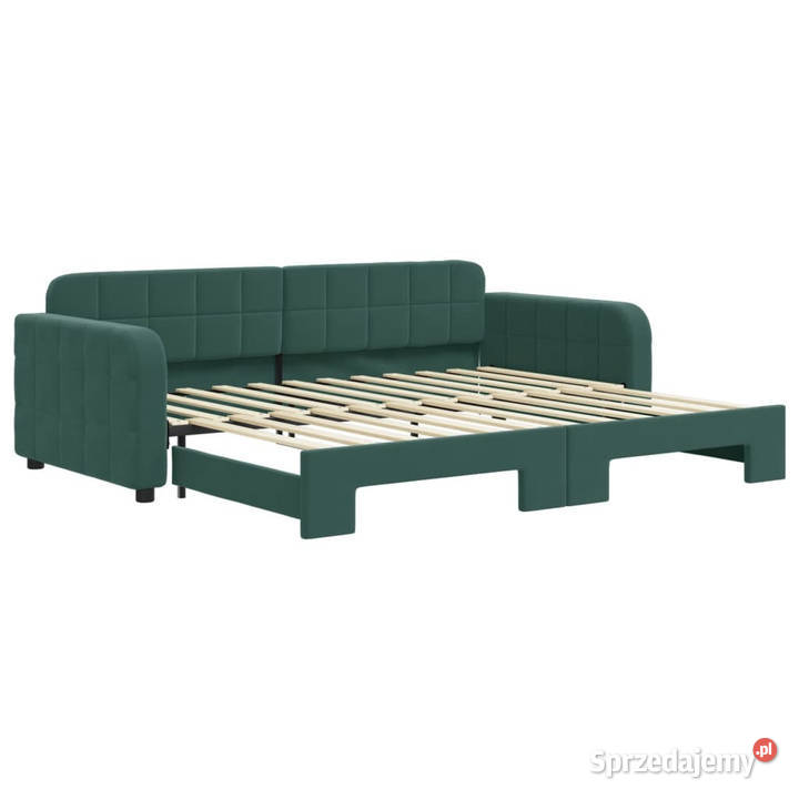 Sofa rozsuwana ciemnozielona aksamit 90x200 Warszawa