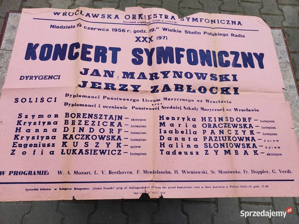Stary afisz plakat Wrocław koncert symfoniczny Tczew