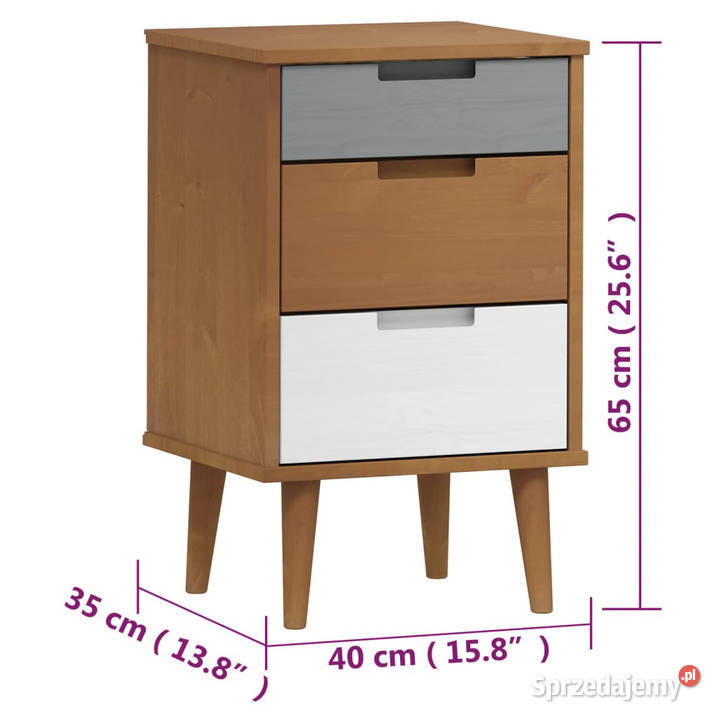 Szafka nocna MOLDE brązowa 40x35x65 lite drewno Warszawa