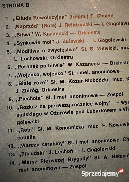 Pieśni Legionowe płyta w stanie Chełmno