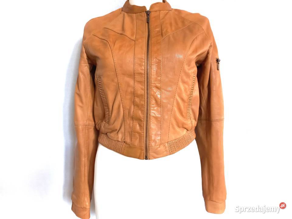 Kurtka brąz SKÓRA Bomberka r 3638 damska Bershka Białystok sprzedam