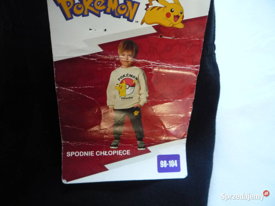 Nowe 98104 Czarne Spodnie dresowe Meszek Pokemon chłopiec Szczecin