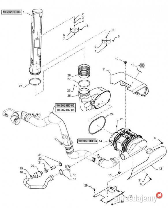 Holland T6090 T6070 Przewod wlotu powie 174mm wielkopolskie Jastrzębniki sprzedam