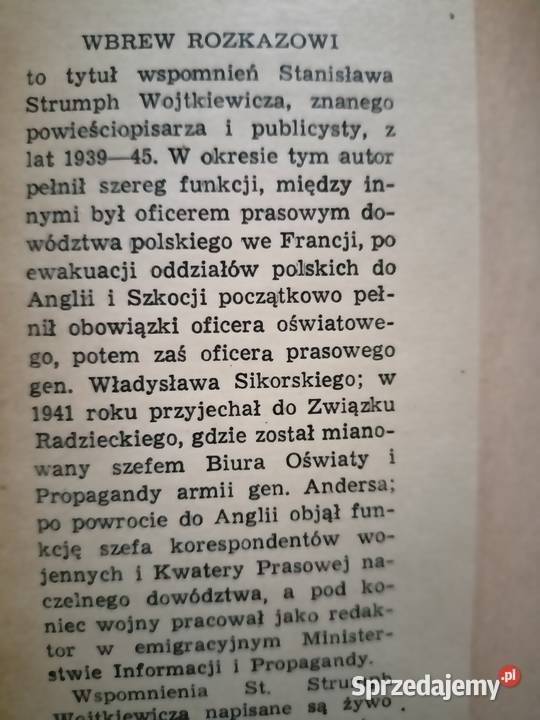 Wbrew rozkazowi książki Warszawa Bródno sprzedam