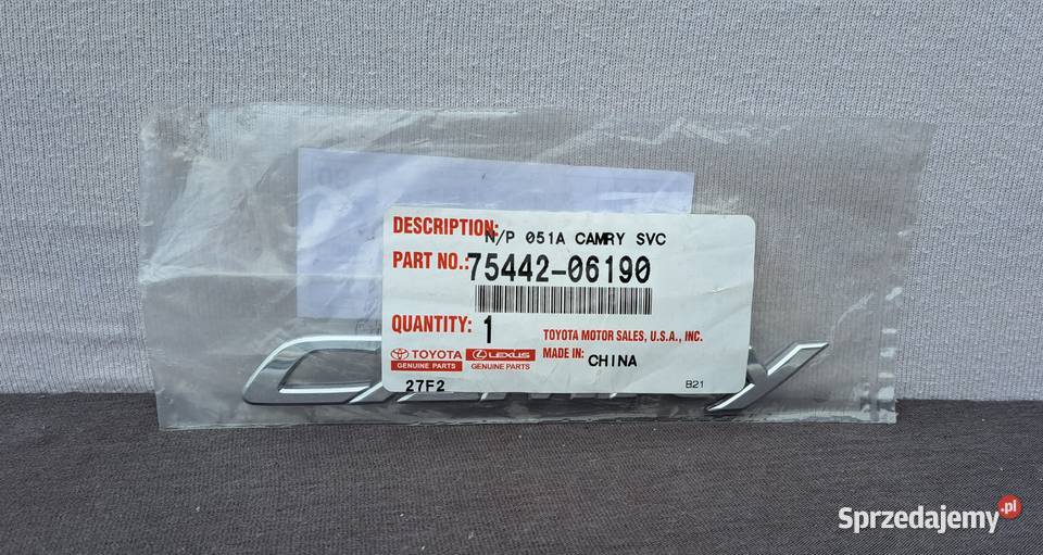 7544206190 emblemat napis klapy bagażnika Toyota Mielęcin