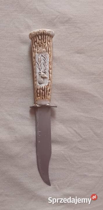 Nóż myśliwski finka rękojeść z imitacji rogu PRL Militaria Koźminek sprzedam