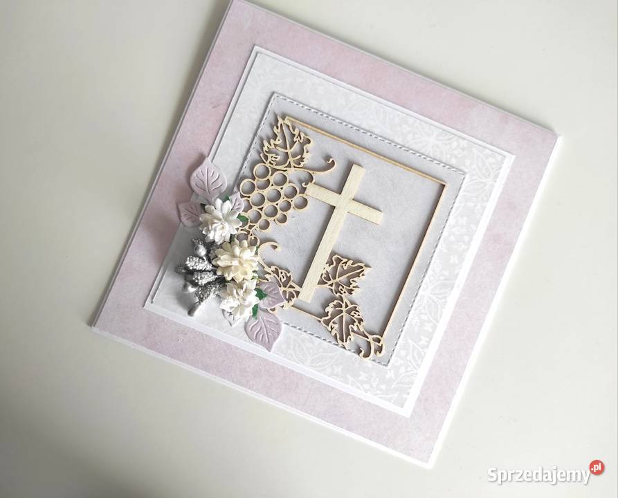 Kartka ręcznie robiona Komunia Święta handmade Łódź