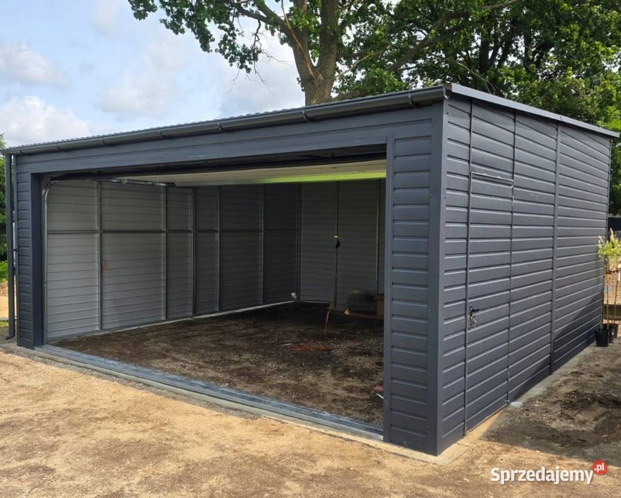Garaż blaszany 5x6 jednospadowy na przód z bramą małopolskie Jodłownik