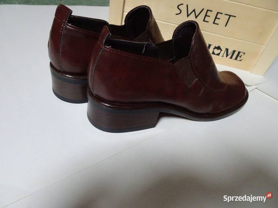 Włoskie buty półbuty brazowe 38 385 j nowe brązowy/beżowy Nowy Sącz