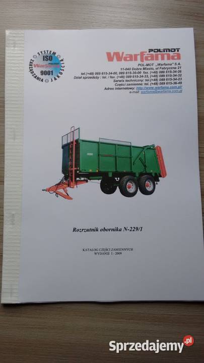 Rozrzutnik obornika N2291 katalog czesci