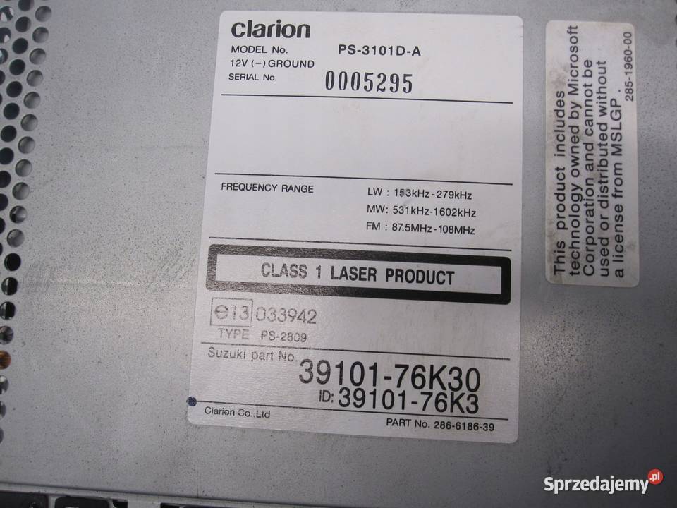 GRAND VITARA II 09r radio 3910176K30 Kielce