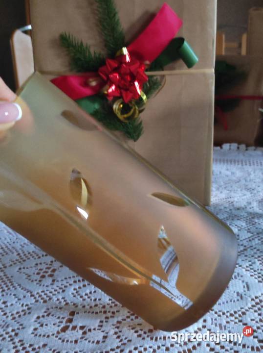Stary kolekcjonerski wazon flakon szkło beżowy świętokrzyskie Kielce