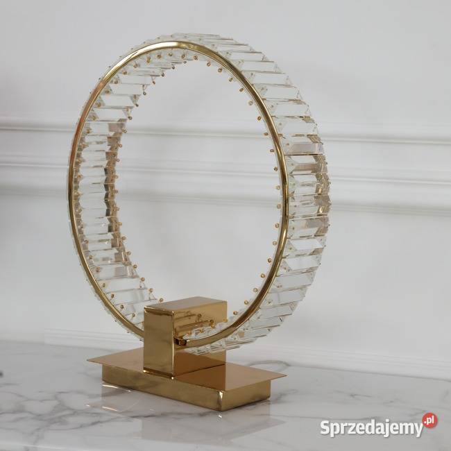 Lampa stołowa kryształowa ring złota lampa nocna mazowieckie Warszawa