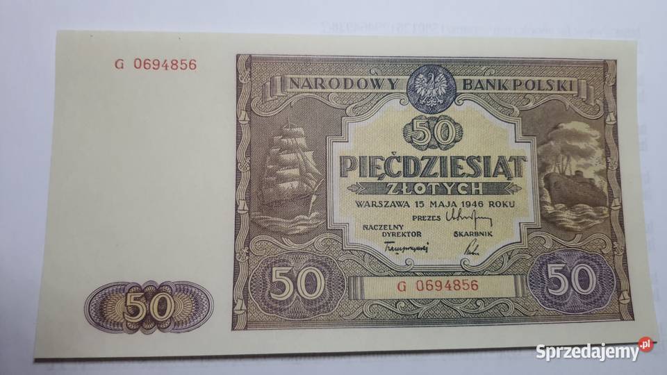 50 złotych 1946 s G UNC mazowieckie Warszawa