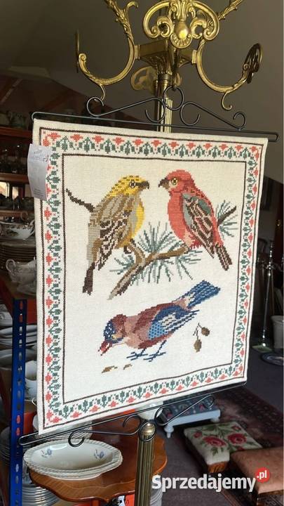 Gobelin Ptaszki wyszywany krzyżykami Do sprzedam