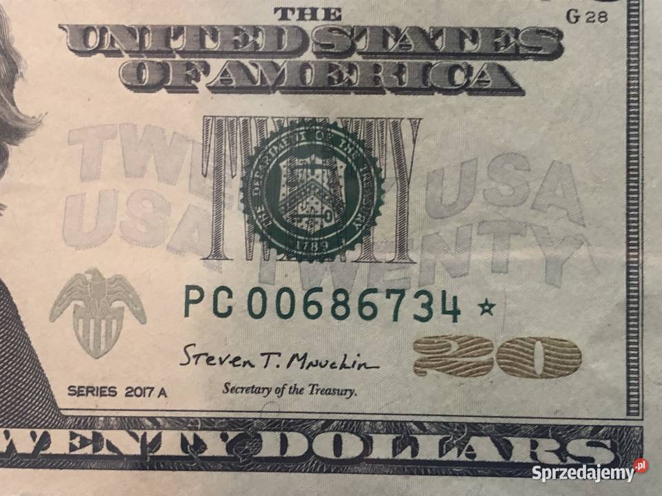 Banknot 20 dolarowy ciekawy numer i gwiazdka Szczecin