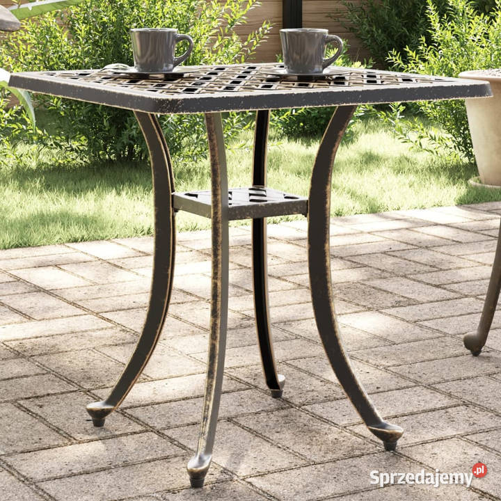 Stolik ogrodowy brąz 53x53x53 odlewane aluminium