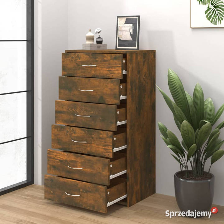 Komoda z 6 szufladami przydymiony dąb 50x34x96