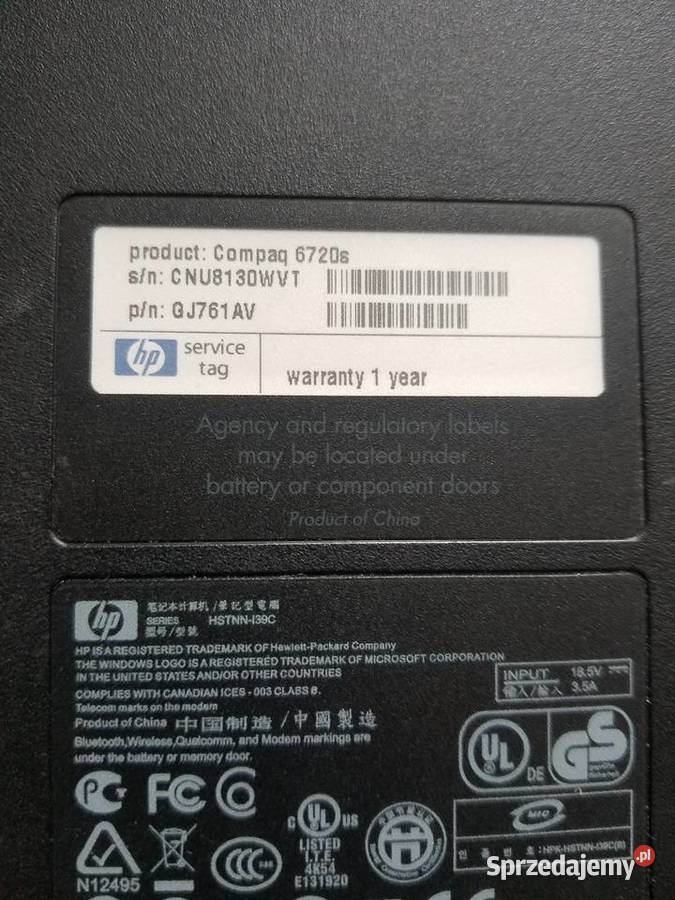 Sprzedam hp compaq 6720s podkarpackie
